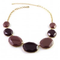 Wine Mod Polka Bauble Oval Bib Necklace